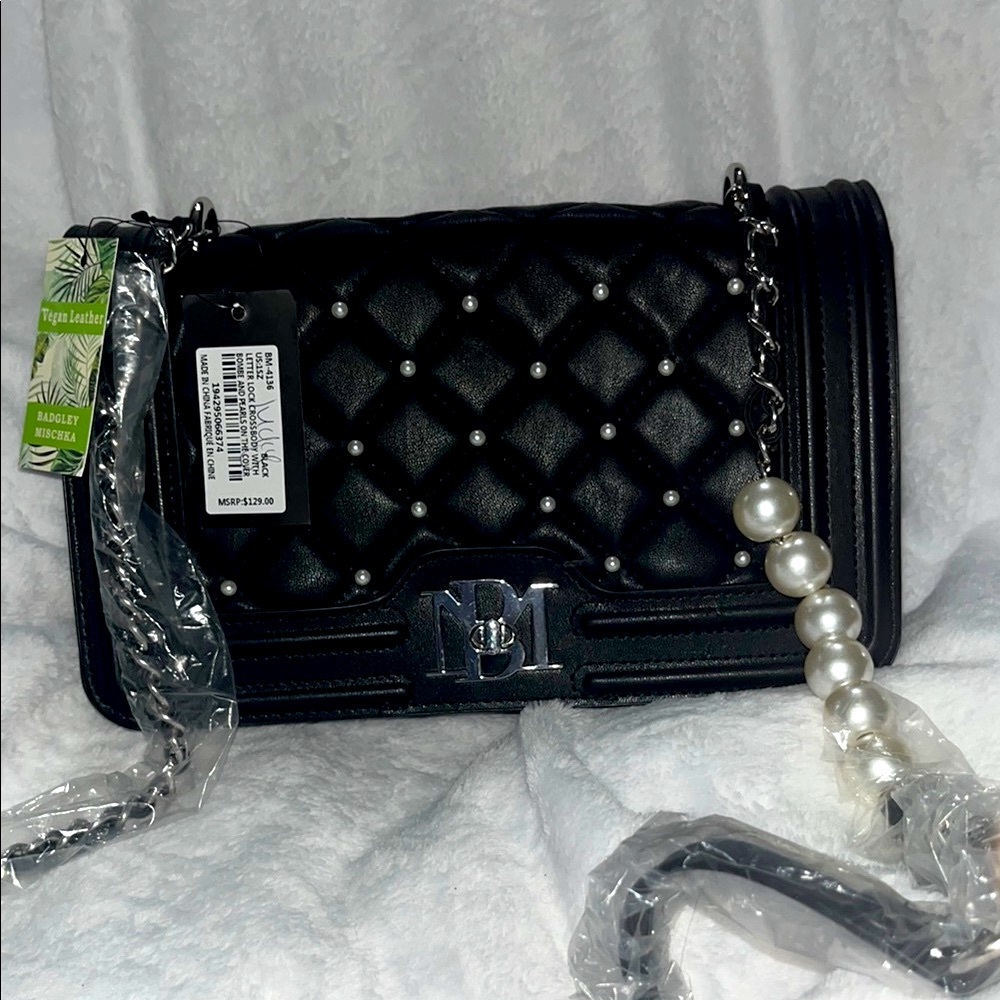 Badgley Mischa Vegan Black Quilted Crossbody Bag